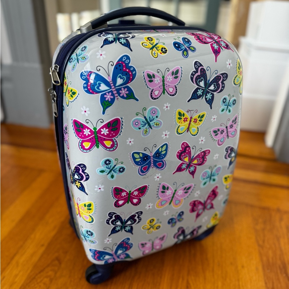POTTERY BARN KIDS Butterfly Hard-Sided Luggage - Good Condition
